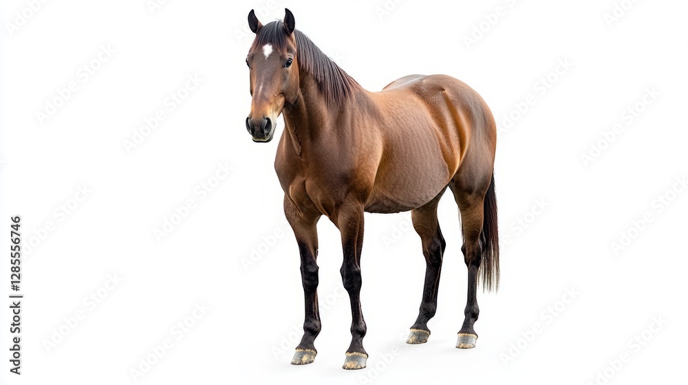 Obraz premium Bay horse in a clean, minimalist composition, symbolizing elegance and simplicity. 