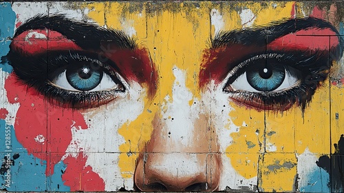 vibrant of street art, where sprayed paint stencils and mixed media techniques bring symbolic imagery and bold typography to life, creating powerful and thought-provoking urban masterpieces