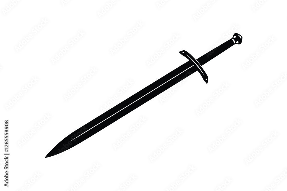 Silhouette art design of a medieval longsword.eps Silhouette art design of a medieval longsword.eps