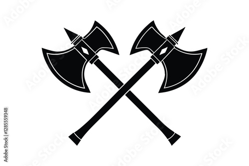 Silhouette art design of two crossed axes (1).eps
