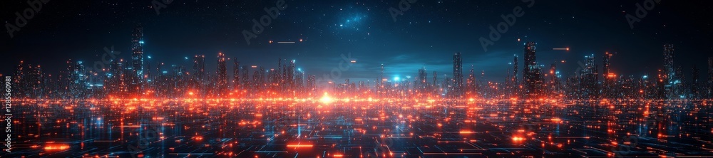 Vast Digital Cityscape with Glowing Lights in Cyberpunk World. Generative AI Vast Digital Cityscape with Glowing Lights in Cyberpunk World. Generative AI