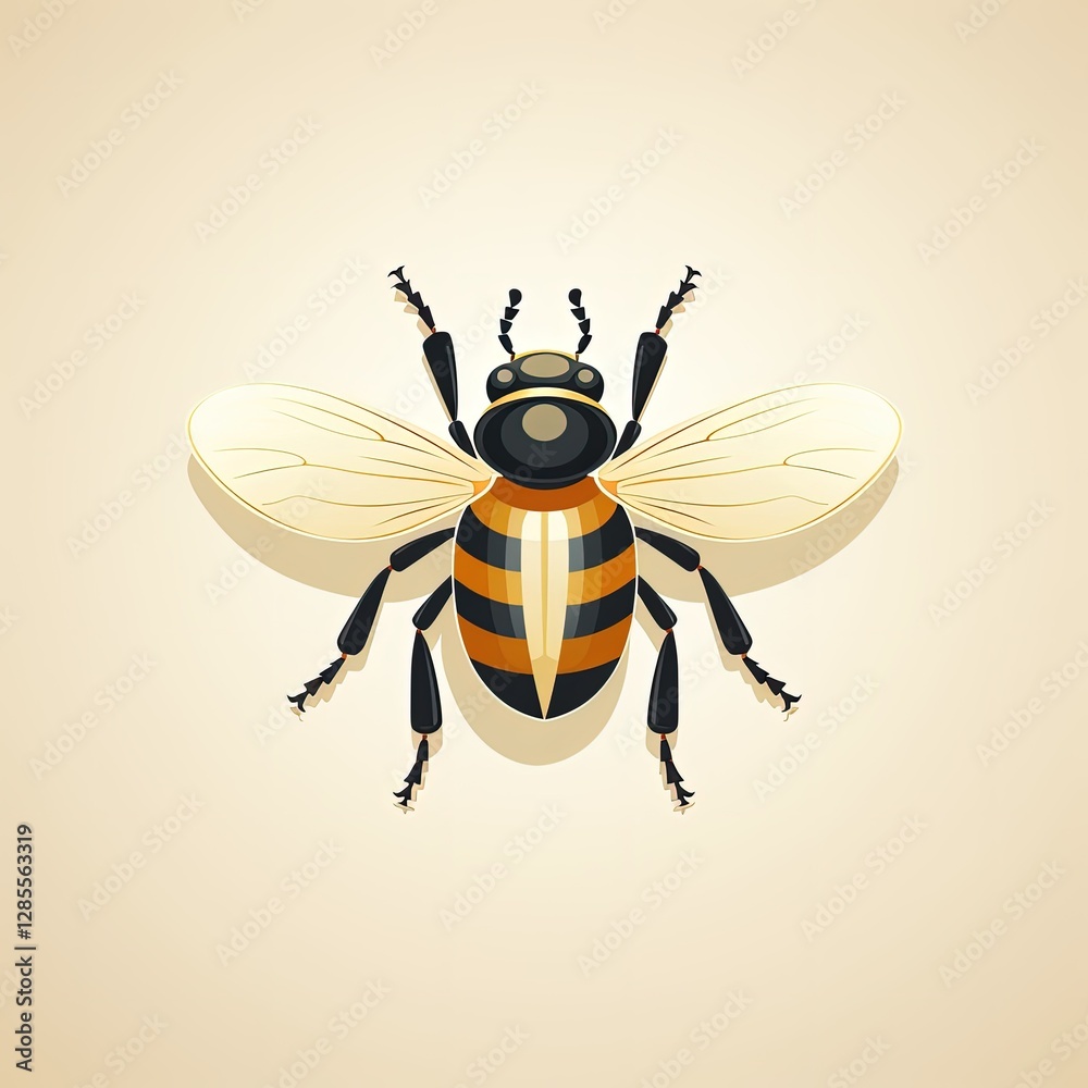 Fototapeta premium Cute Insect in a Simple Flat Style with Light Brown Colors