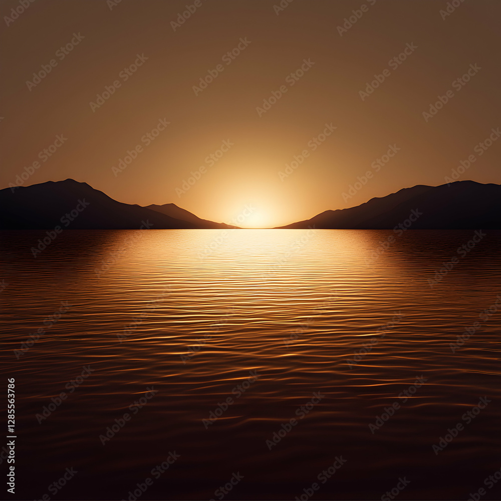 Naklejka premium Stunning sunset over tranquil water.