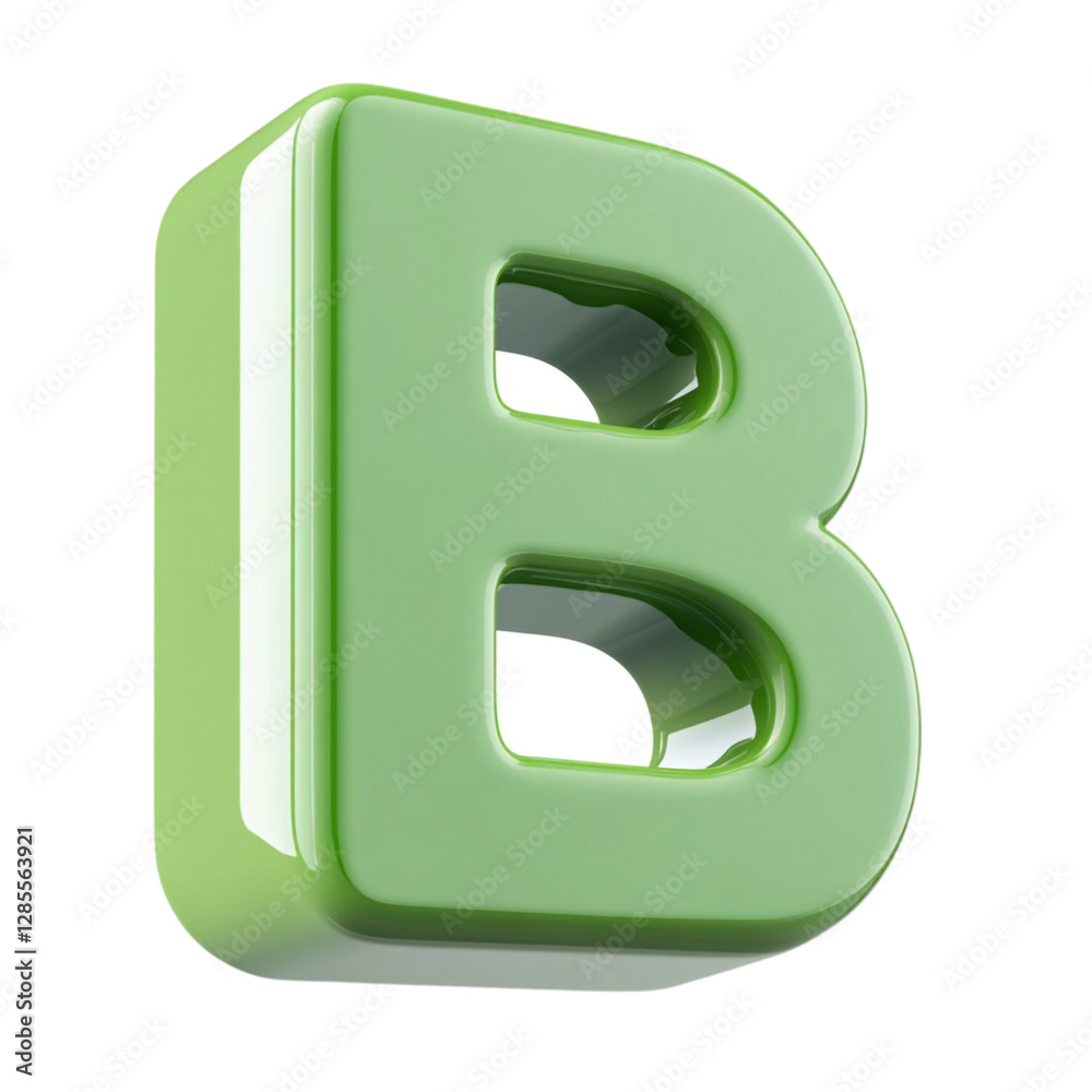 Glossy Green Letter B 3D Render Glossy Green Letter B 3D Render