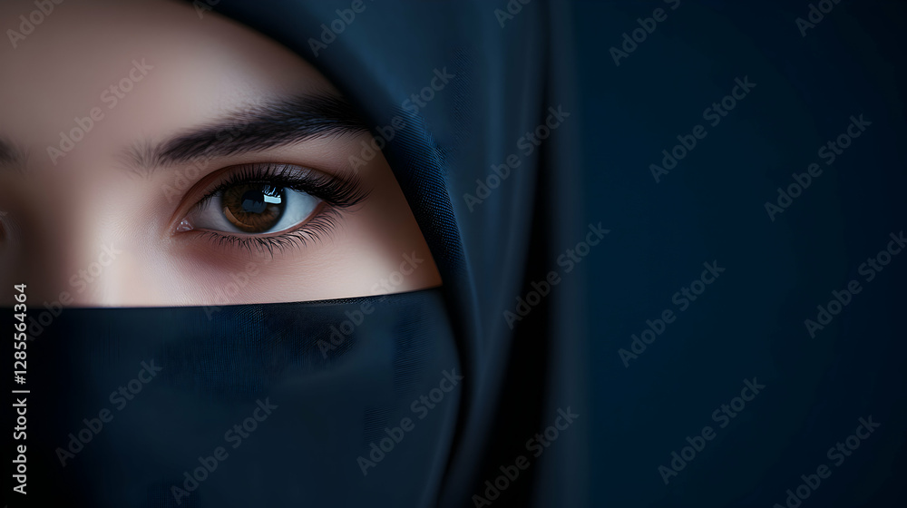 Close-up of a woman's expressive eye. Close-up of a woman's expressive eye.
