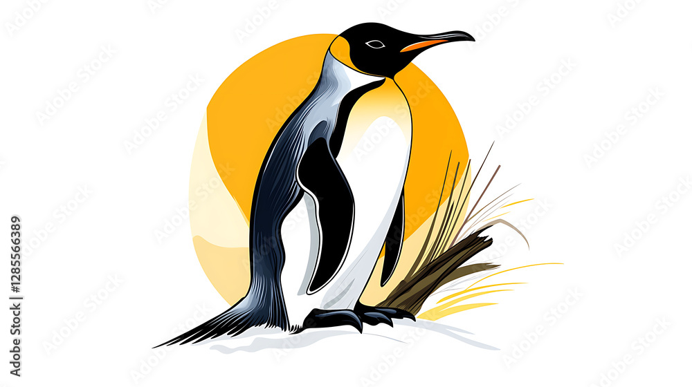 Naklejka premium A penguin is standing on a snowy surface. generated using AI