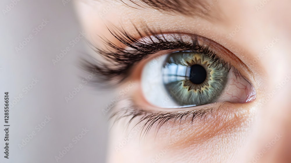 Obraz premium Close-Up of Vibrant Blue Green Eye Capturing Unique Details and Colors of the Human Iris : Generative AI