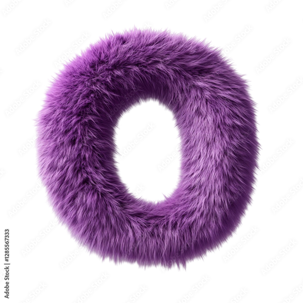 Purple fluffy letter O alphabet font design element