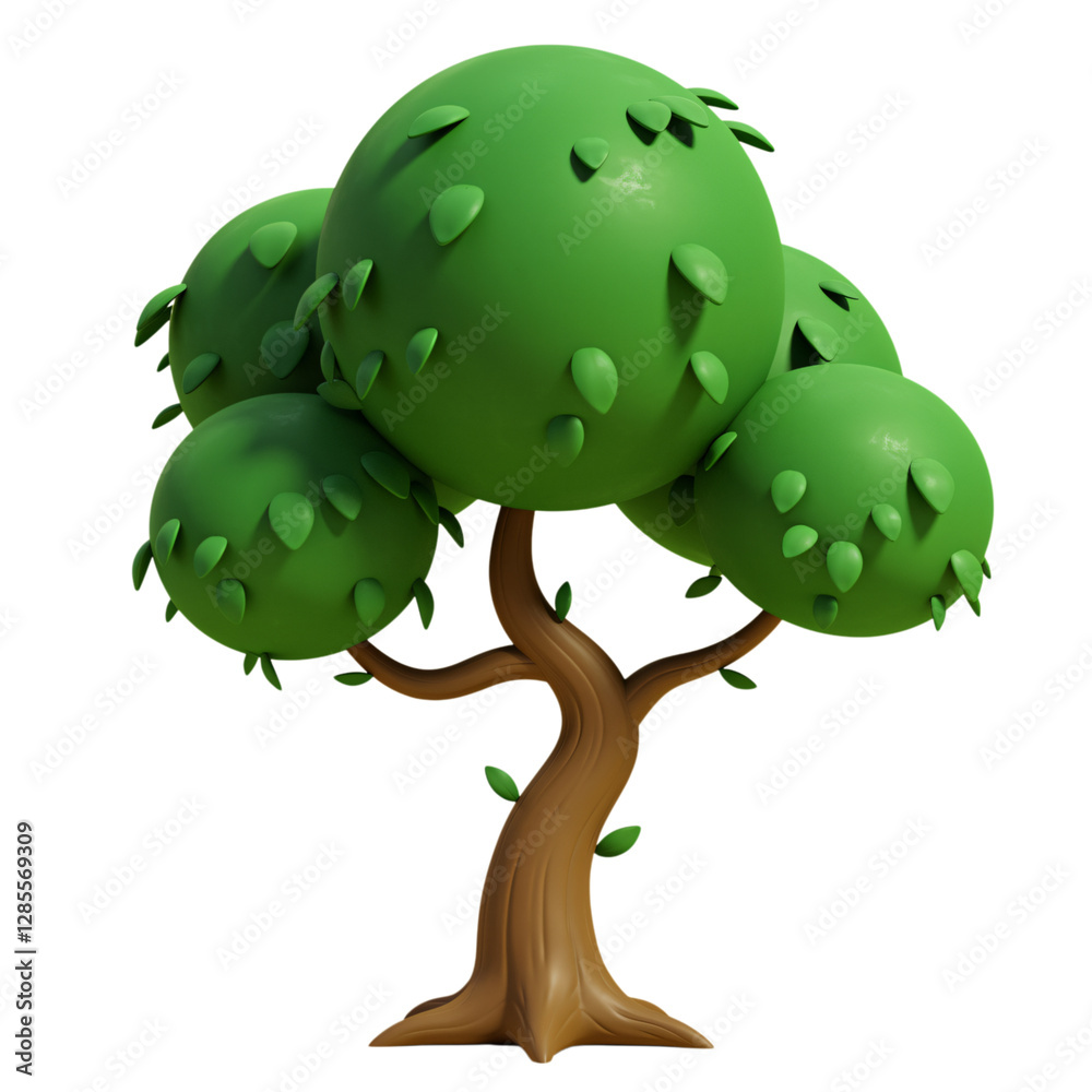 Naklejka premium Cartoon Tree with Round Canopy, Ideal for Educational or Kids' Projects