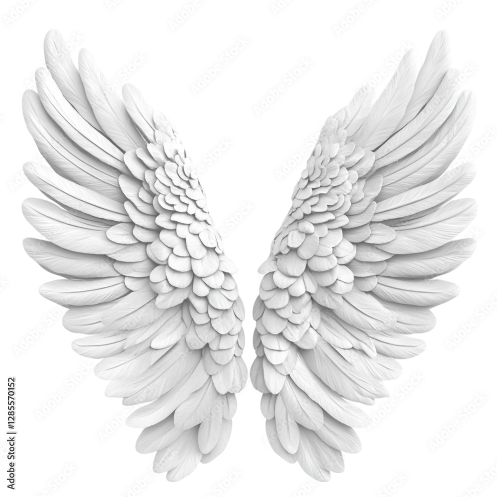Fototapeta premium White Angel Wings Feather Detail Spiritual Freedom Flight,