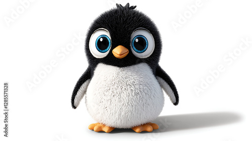 A cute penguin with blue eyes and a white belly. generated using AI