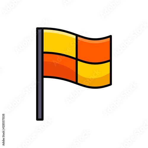 Referee Flag Vector Icon - Adjustable Line Weight - Sport, referee, flag, game, soccer, match, competition, official, signal, line, judge, play, authority icons