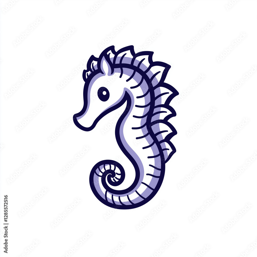 Fototapeta premium Cartoon Seahorse Illustration Ocean Animal Marine Life Design