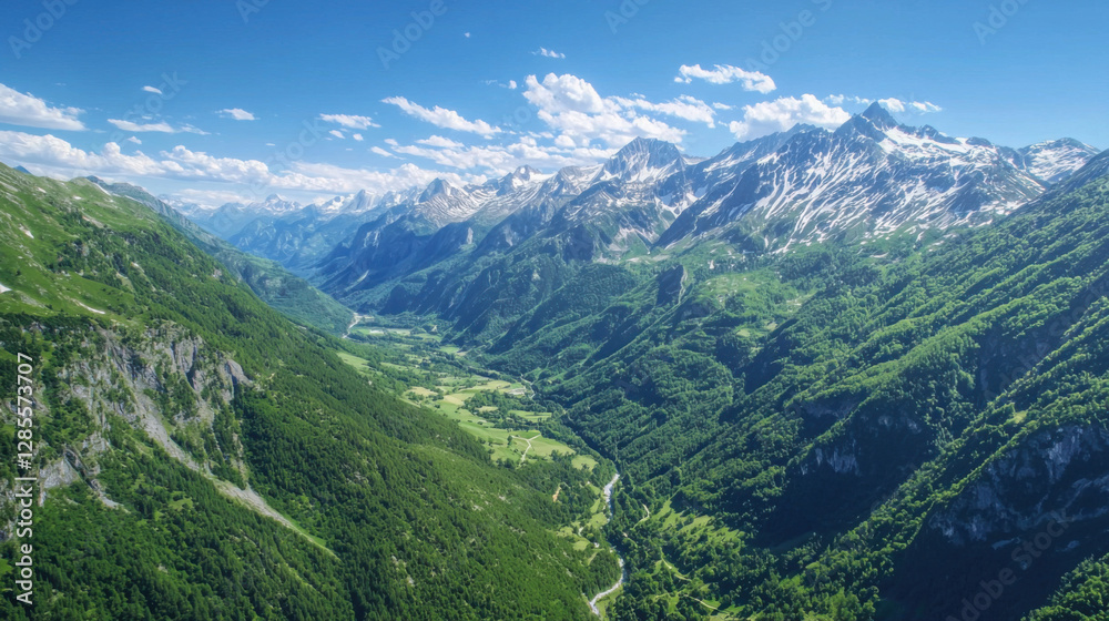 Obraz premium Aerial View of French Alps Mountains - Aerial Photography