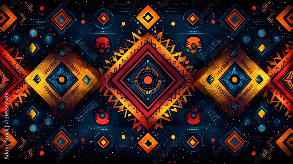 custom made wallpaper toronto digitalVibrant Tribal Pattern with Glowing Geometric Shapes in Warm Tones