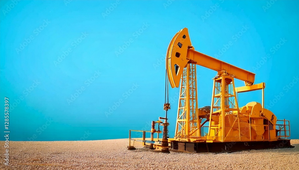 Obraz premium an industrial oil pump jack working tirelessly in the desert landscape