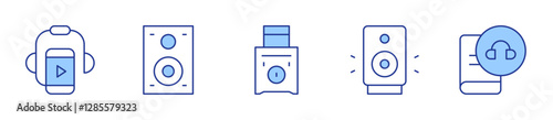 speaker, audiobook, audio guide. Audio Icon vector illustration. Line Duotone style. Editable stroke