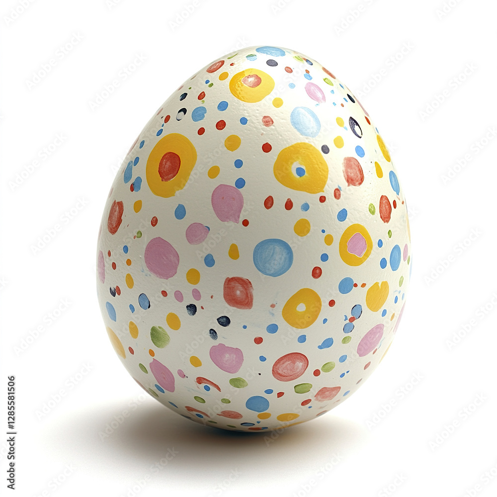 Colorful Easter egg with polka dots on white background Colorful Easter egg with polka dots on white background