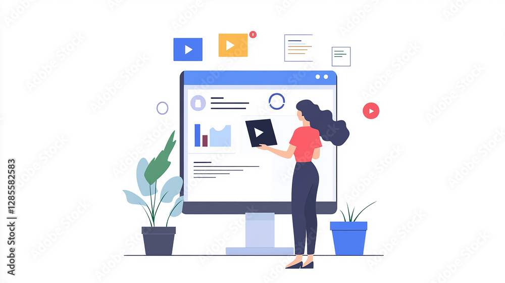 A business professional interacting with an AI-powered system, improving workflow automation and optimizing business processes. A business professional interacting with an AI-powered system, improving workflow automation and optimizing business processes.
