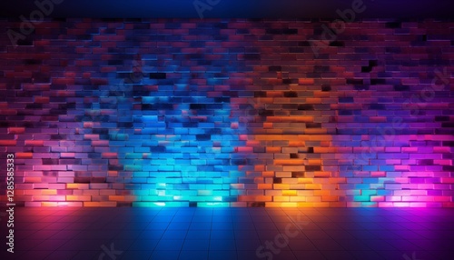 stage room with colorful rainbow lights empty