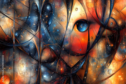  A captivating abstract fractal design featuring intricate patterns and vibrant colors, perfect for creative design projects such as wallpapers, posters, t-shirts, and more.