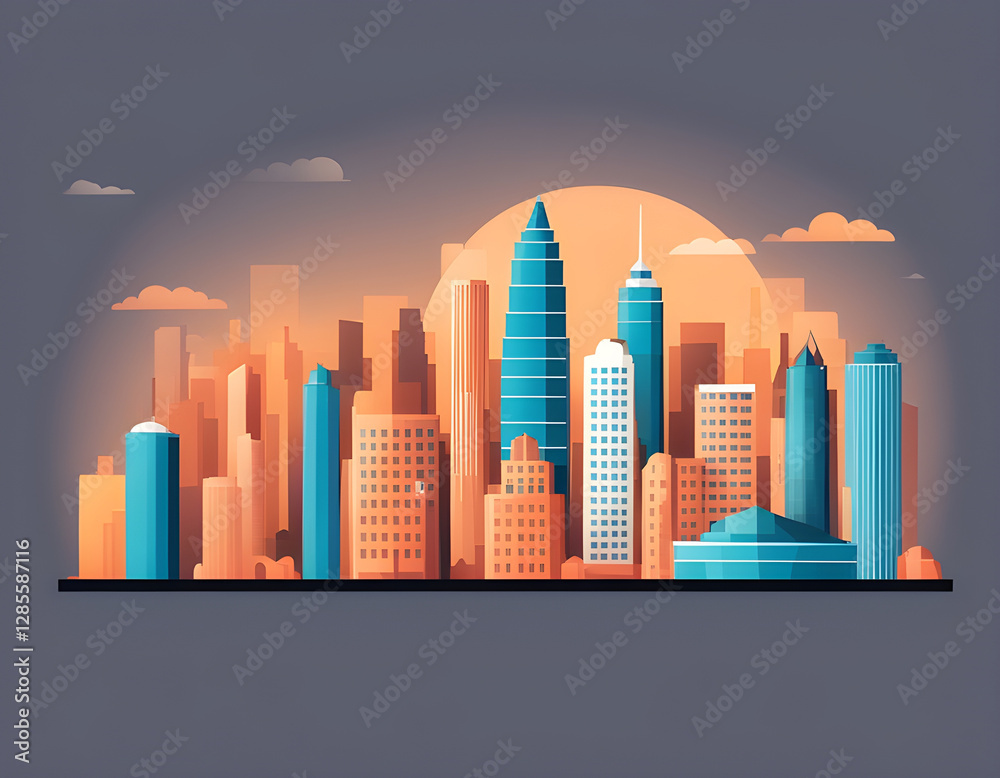 modern flat city building silhouette illustration Free Vector background. modern flat city building silhouette illustration Free Vector background.