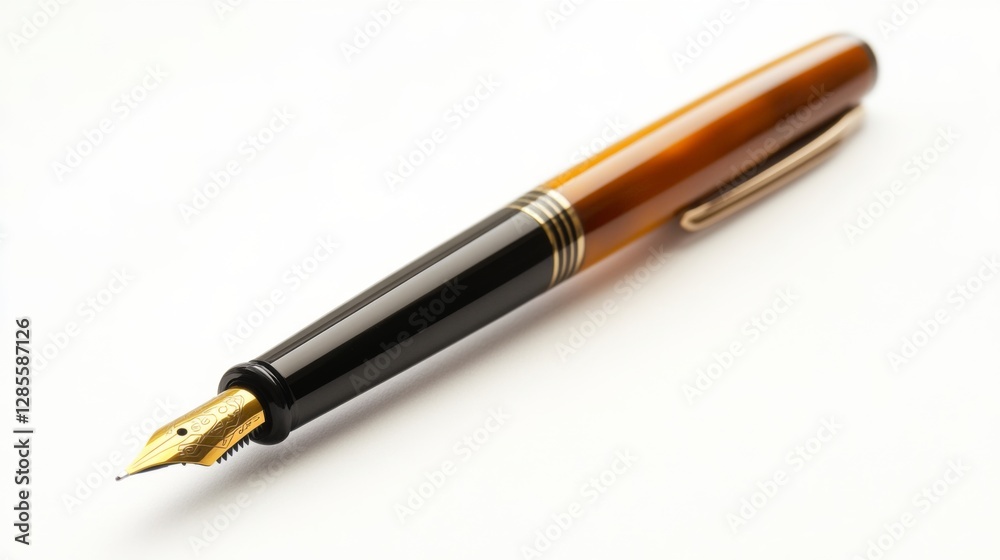 Brown and black fountain pen on white background Brown and black fountain pen on white background