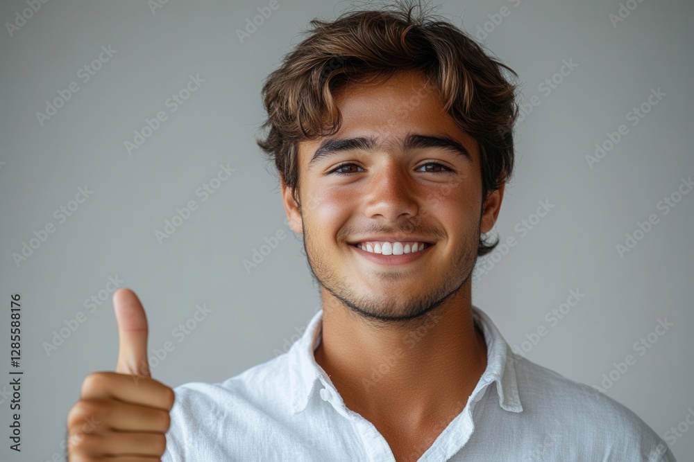 Optimistic Businessman Gesture Thumbs-Up Corporate Portrait Optimistic Businessman Gesture Thumbs-Up Corporate Portrait