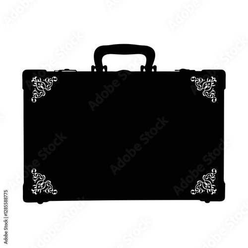 Luxury briefcase black and white silhouette isolated on a white background