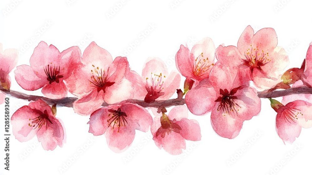 A watercolor illustration of pink cherry blossoms on a branch, symbolizing beauty and spring. A watercolor illustration of pink cherry blossoms on a branch, symbolizing beauty and spring.