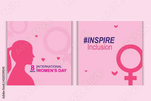 International women's day with floral elements, gender logo, woman silhouette and number 8. suitable for social media posts, greeting cards or women's day commemorations