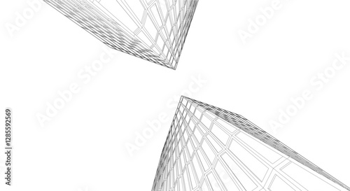 Modern Glass Facade Skyscrapers. Minimalist Architectural Urban Skyline with Contemporary Buildings