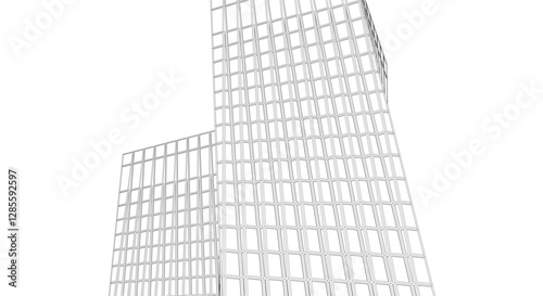 Modern Glass Facade Skyscrapers. Minimalist Architectural Urban Skyline with Contemporary Buildings