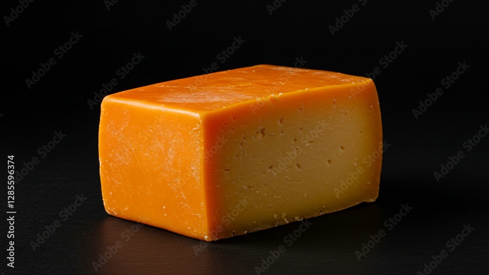 Orange cheese block with a smooth surface Orange cheese block with a smooth surface