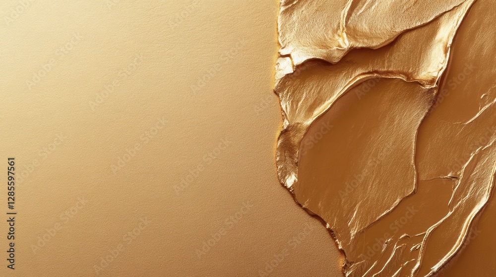 Abstract golden texture with elegant marble-like patterns on a smooth surface background
