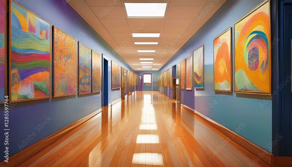 School corridor with posters School corridor with posters