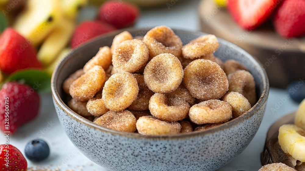 Mini donuts piled in a bowl with cinnamon and sugar for sweet and indulgent food inspiration Mini donuts piled in a bowl with cinnamon and sugar for sweet and indulgent food inspiration