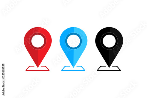 Set of map pin location icons. Modern map markers .Vector illustration on a white background.