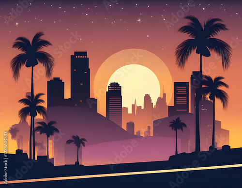 Hollywood Lights Night City Pro Vector and Pro SVG background