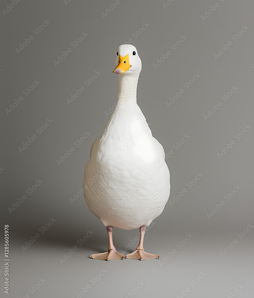 white duck on grey background white duck on grey background