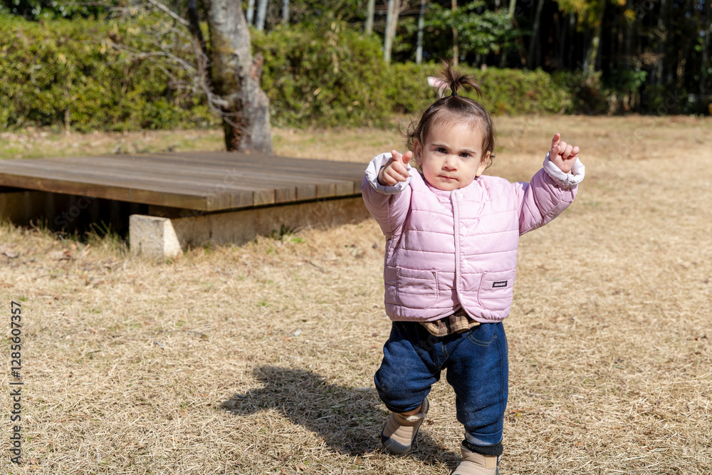 With light and curious steps: A girl exploring the enchanted park With light and curious steps: A girl exploring the enchanted park