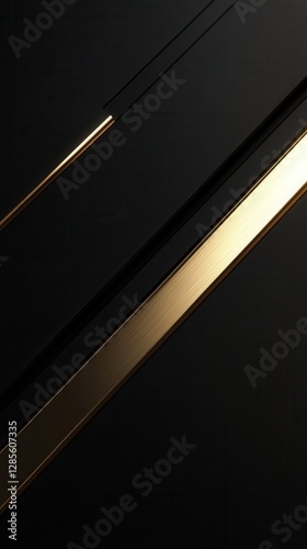 Elegant Abstract Composition with Gold Stripes on Black Background for Modern Designs