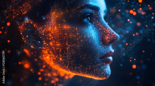 AI-enhanced search algorithm, smart personalization system, futuristic cyber technology, high-tech concept