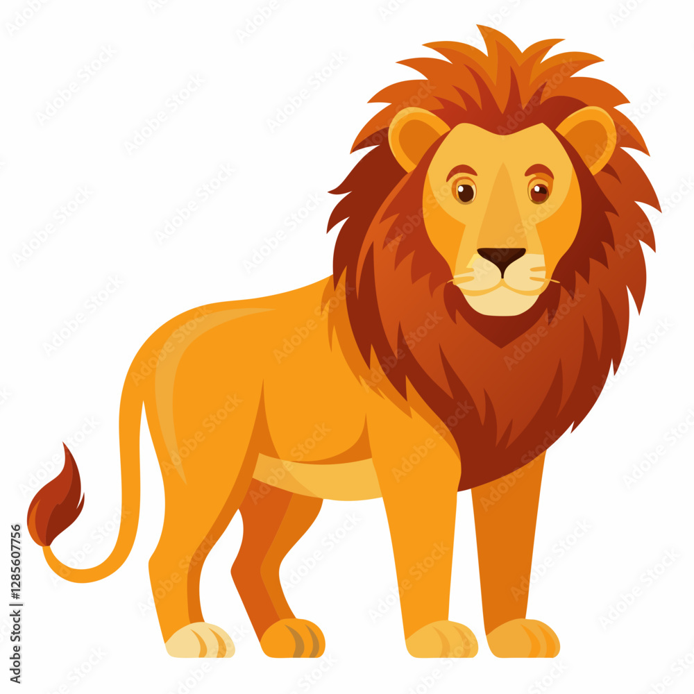 African Lion Vector Art on White Background African Lion Vector Art on White Background