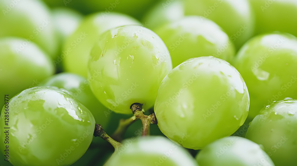 Closeup of Fresh Green Grapes with Dewdrops Showing Natural Freshness and Juiciness : Generative AI Closeup of Fresh Green Grapes with Dewdrops Showing Natural Freshness and Juiciness : Generative AI