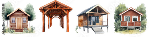 Collection of Rustic and Contemporary Wooden Cabin Cottages Surrounded by Trees and Natural Landscapes Offering Peaceful and Cozy Retreats
