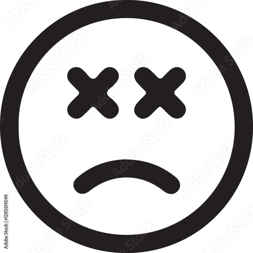 Illustration of a round face, crossed eyes, pursed lips, expressing exhaustion and surrender