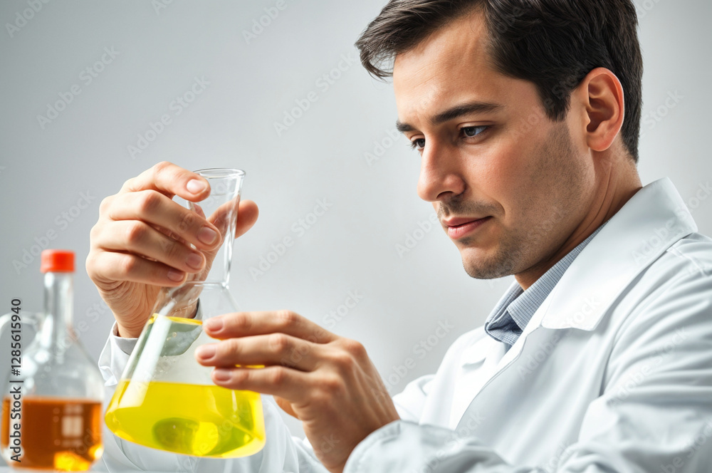 portrait of a male scientist holding a test tube portrait of a male scientist holding a test tube