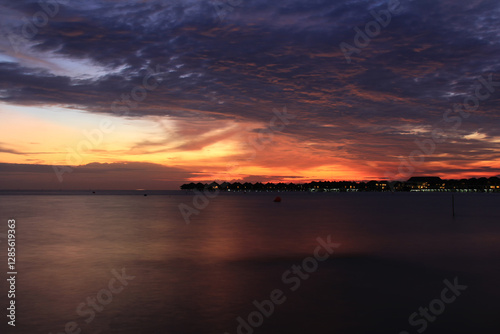 Sunset over the resort at Sepang, Malaysia.