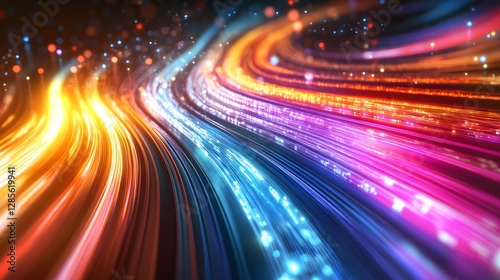 Colorful Flow of Light Trails on a Dark Background
